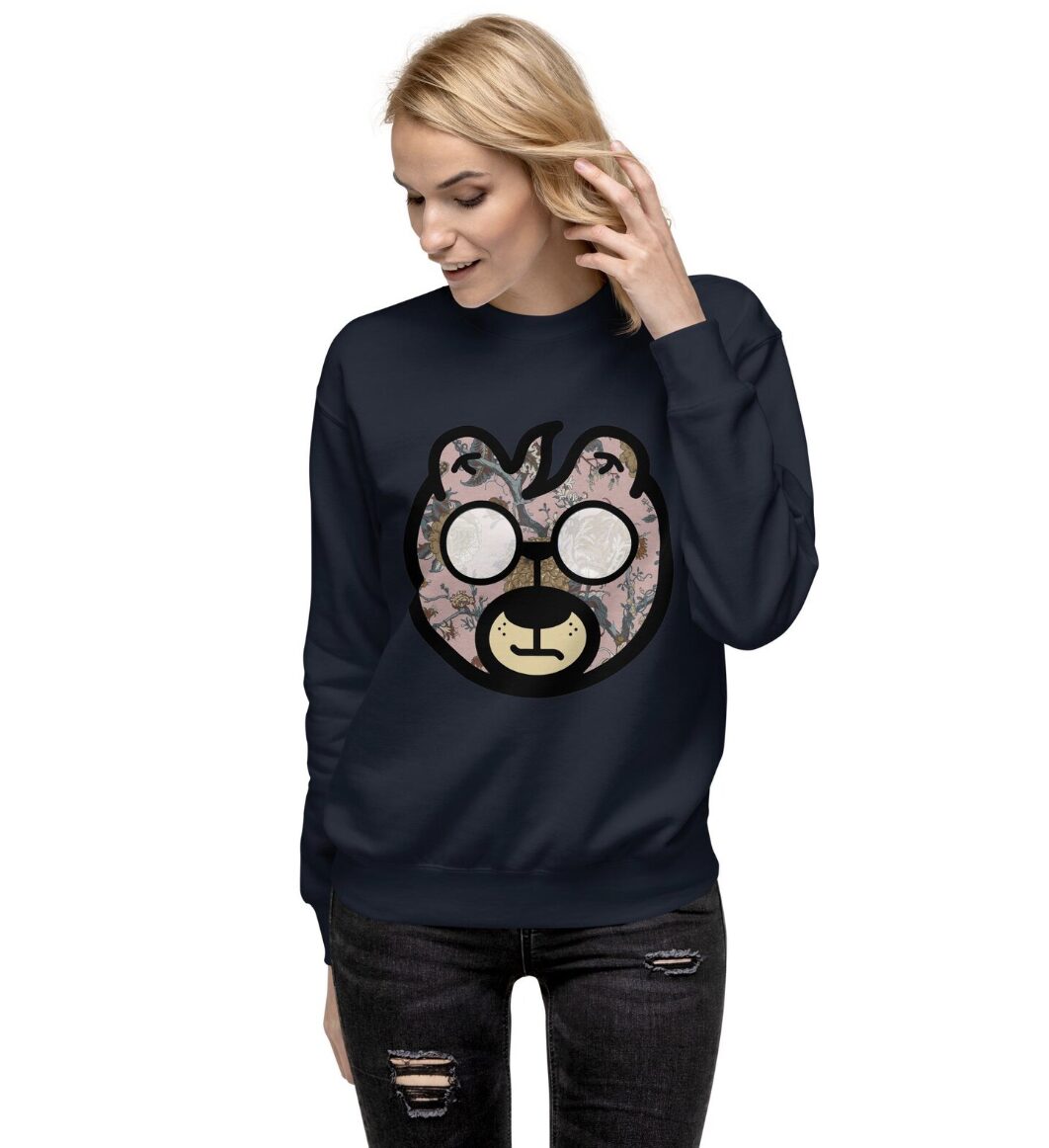 Girl in IDC Bear Sweat Shirt